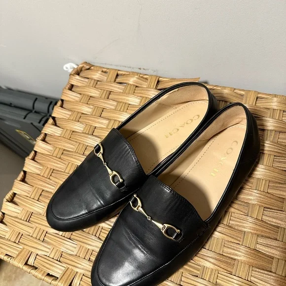 Coach Black Leather Slip-On Loafers - Picture 3 of 6